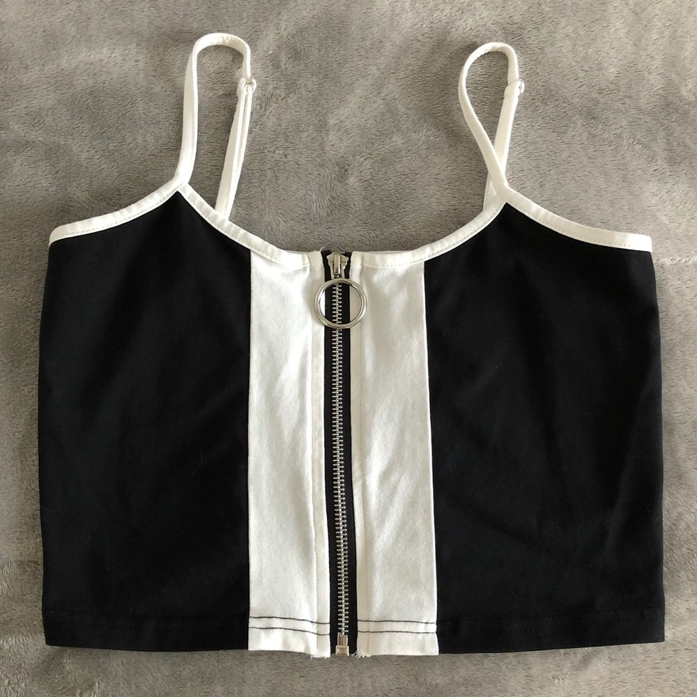 White Stripe Adjustable Strap Spaghetti Strap Tank - Picture 1 of 2